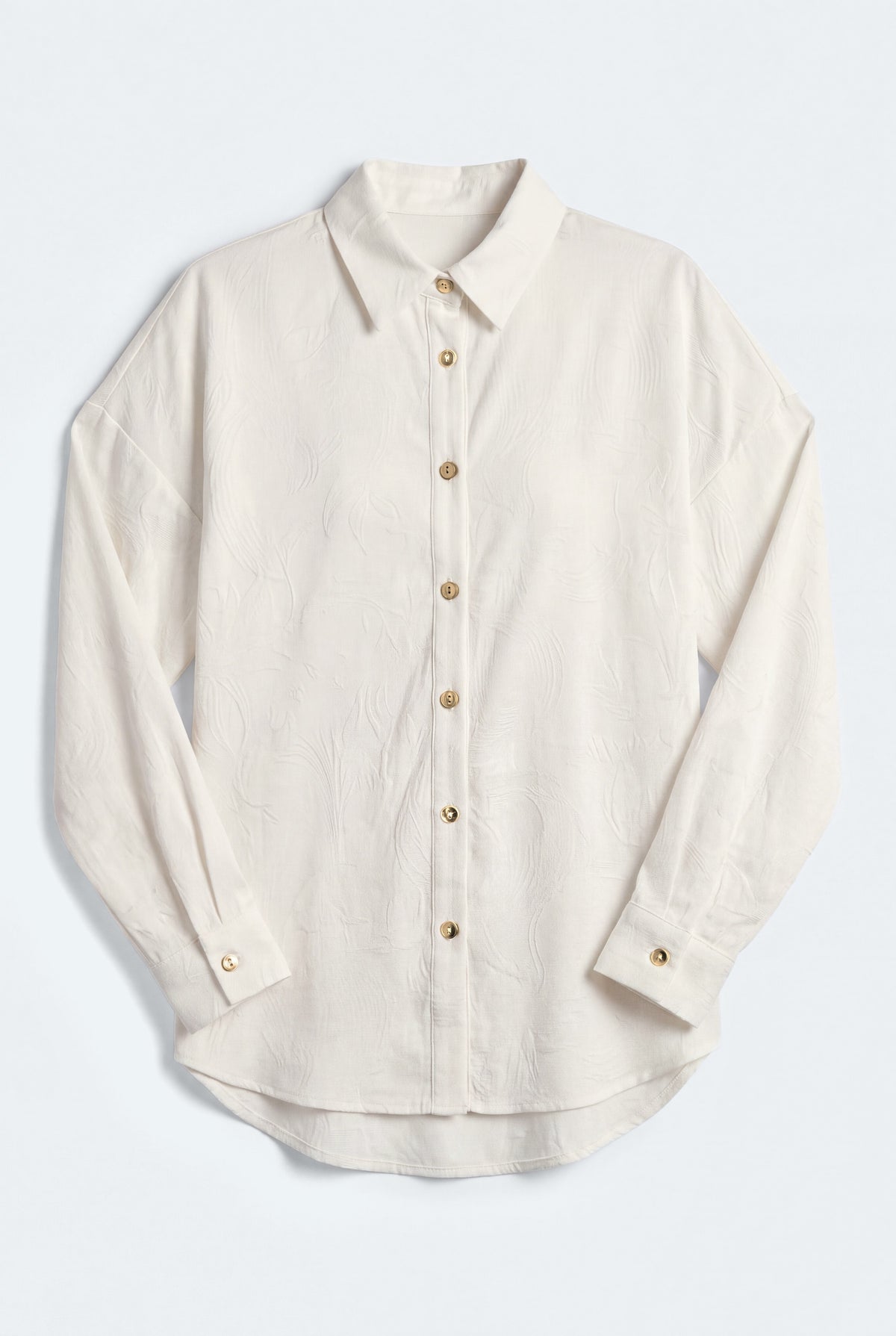Pearl White Textured Oversized Button Down Top - Hustle N Holla