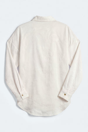 Pearl White Textured Oversized Button Down Top - Hustle N Holla