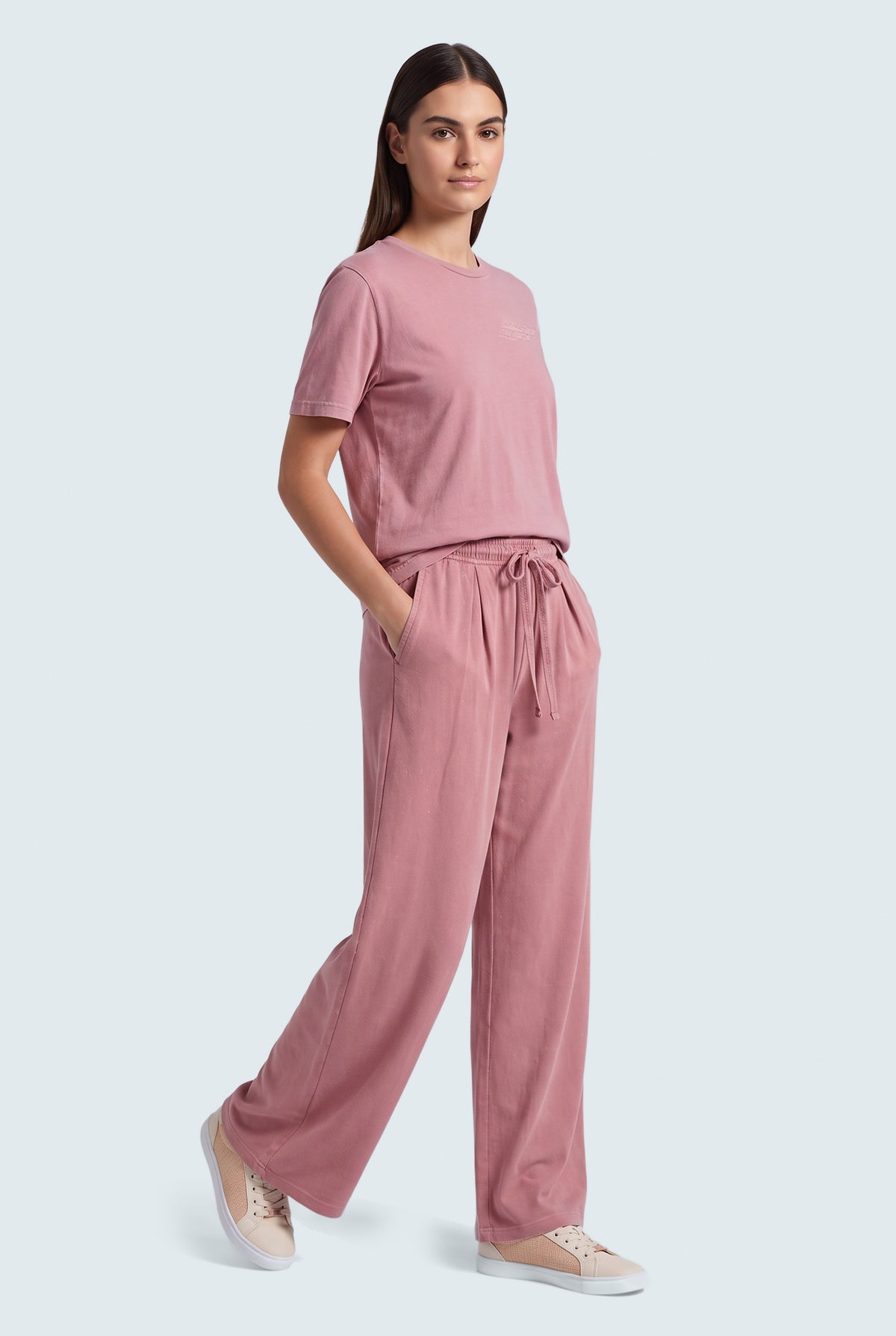 Pink Wide Leg Signature Soft Trousers - Front View - Hustle N Holla