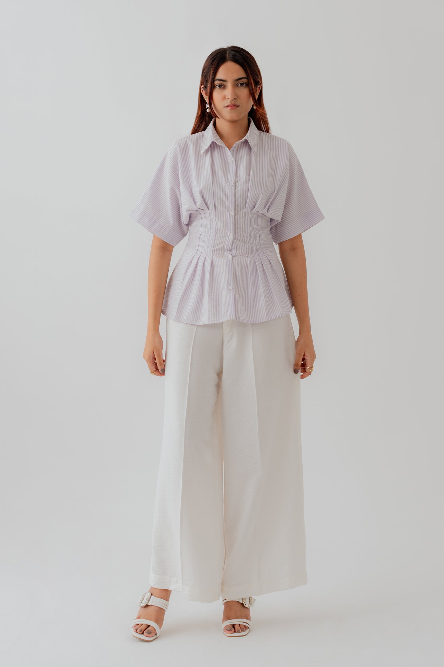 White & Purple Stripped Slim fit Button Shirt - Hustle N Holla