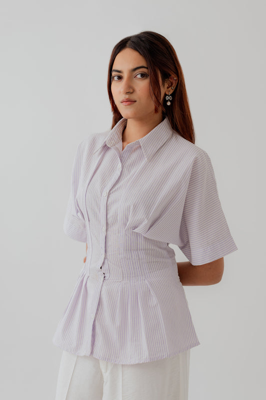 White & Purple Stripped Slim fit Button Shirt - Hustle N Holla
