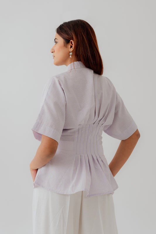 White & Purple Stripped Slim fit Button Shirt - Hustle N Holla