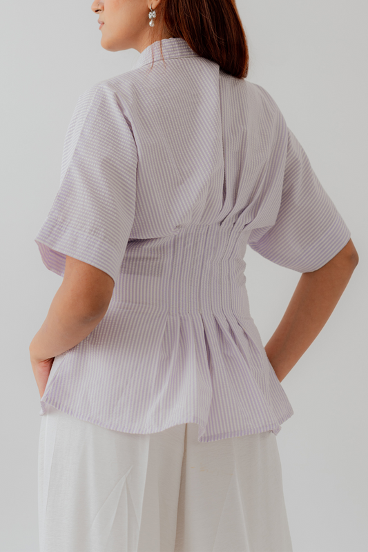 White & Purple Stripped Slim Fit Button Shirt - Hustle N Holla