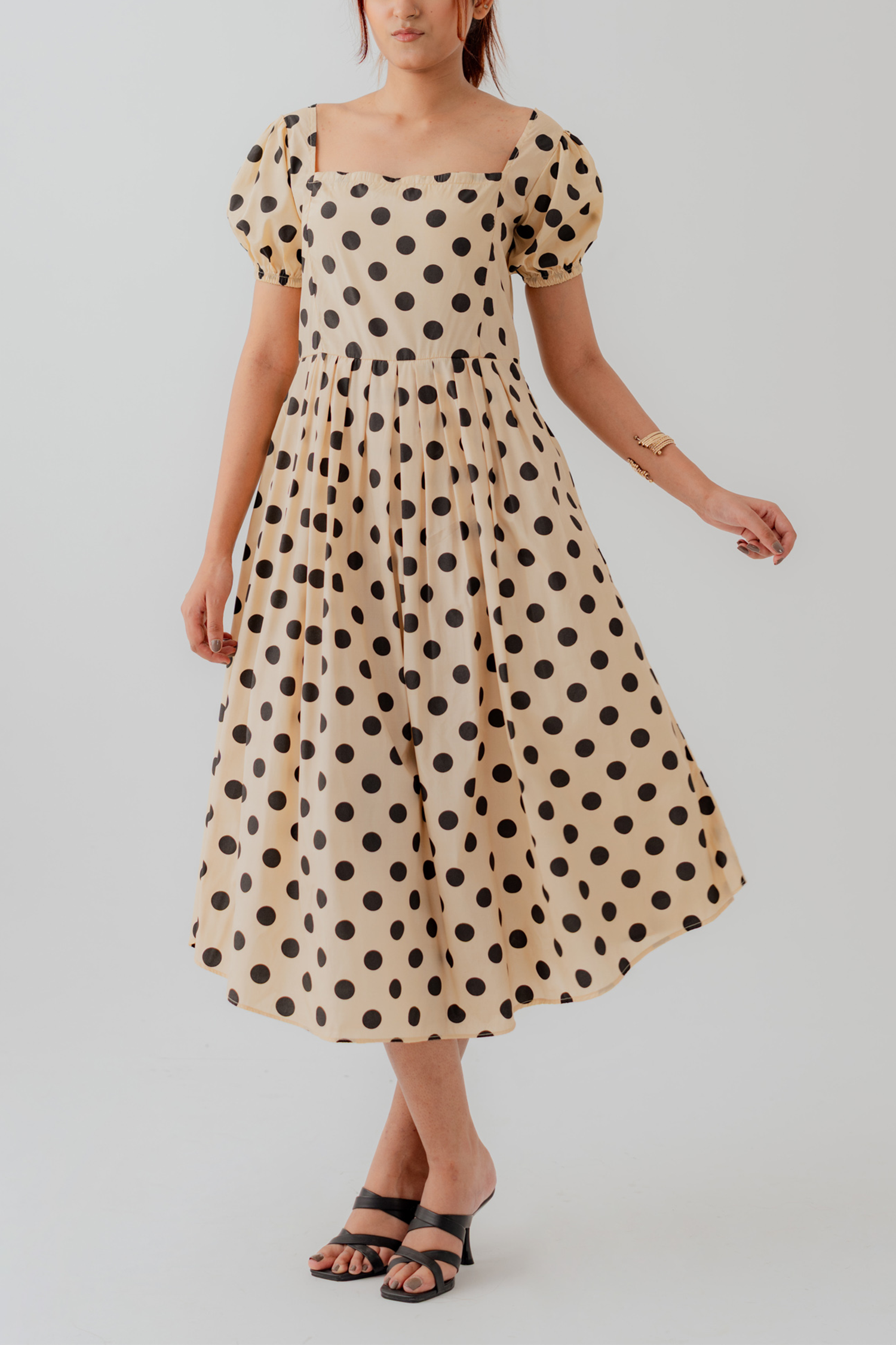 Polka Dots Midi Smocked Dress