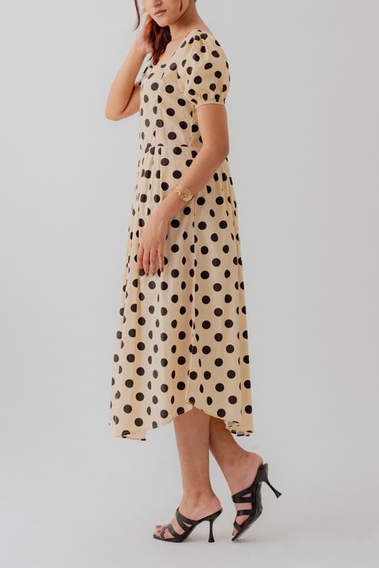 Polka Dots Midi Smocked Dress - Hustle N Holla