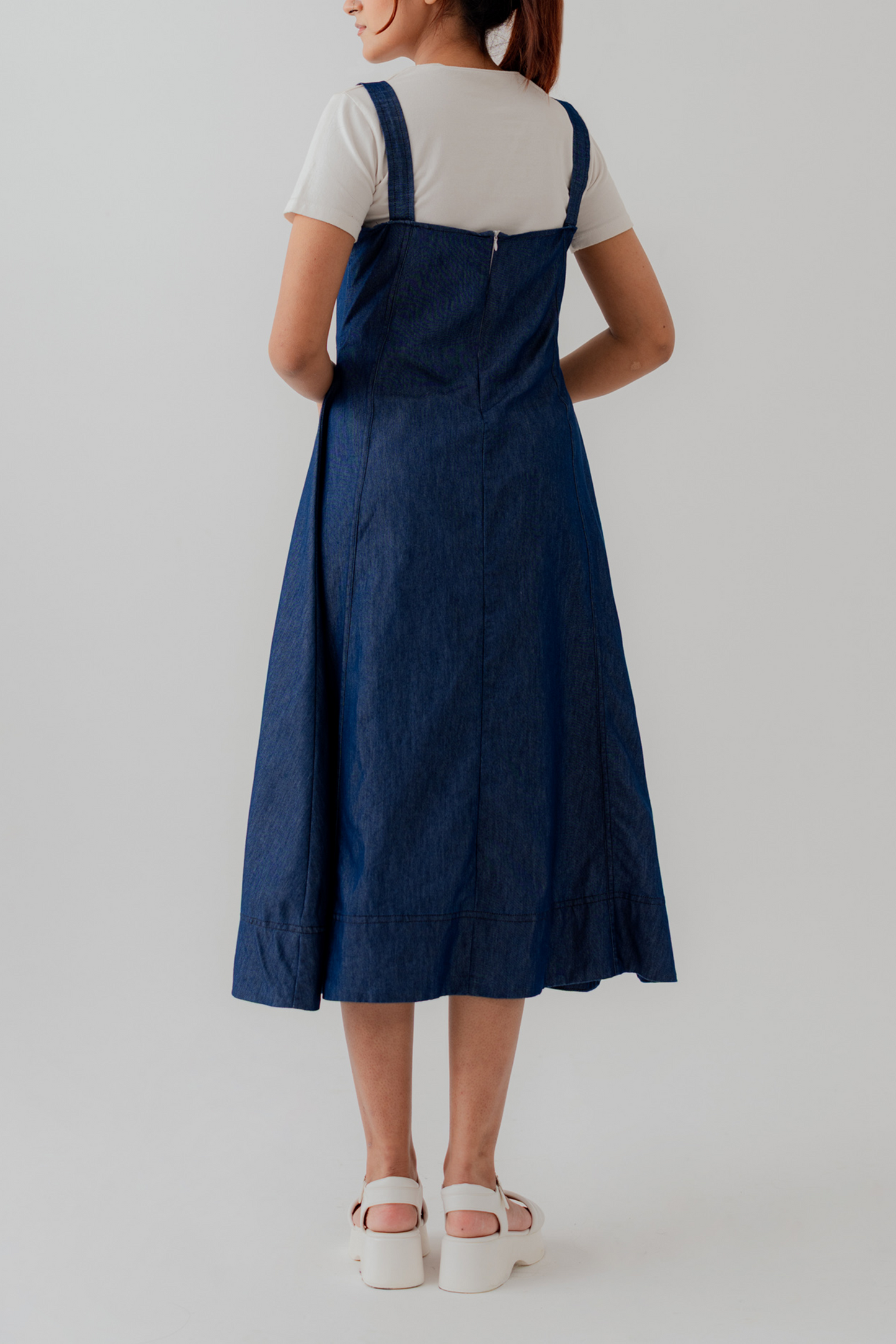 Blue Chambray Midi Sleeveless Dress - Hustle N Holla