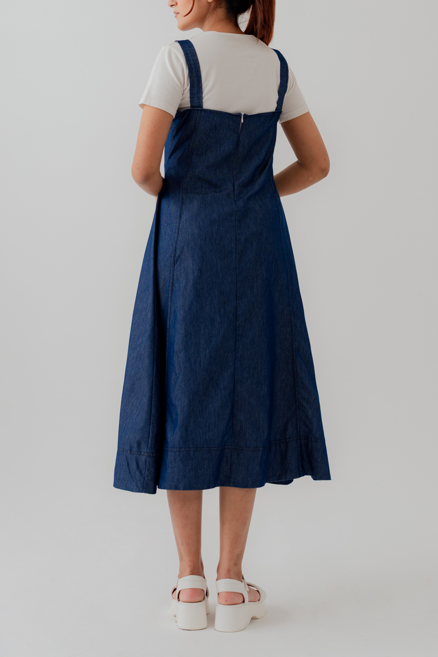 Blue Chambray Midi Sleeveless Dress - Hustle N Holla