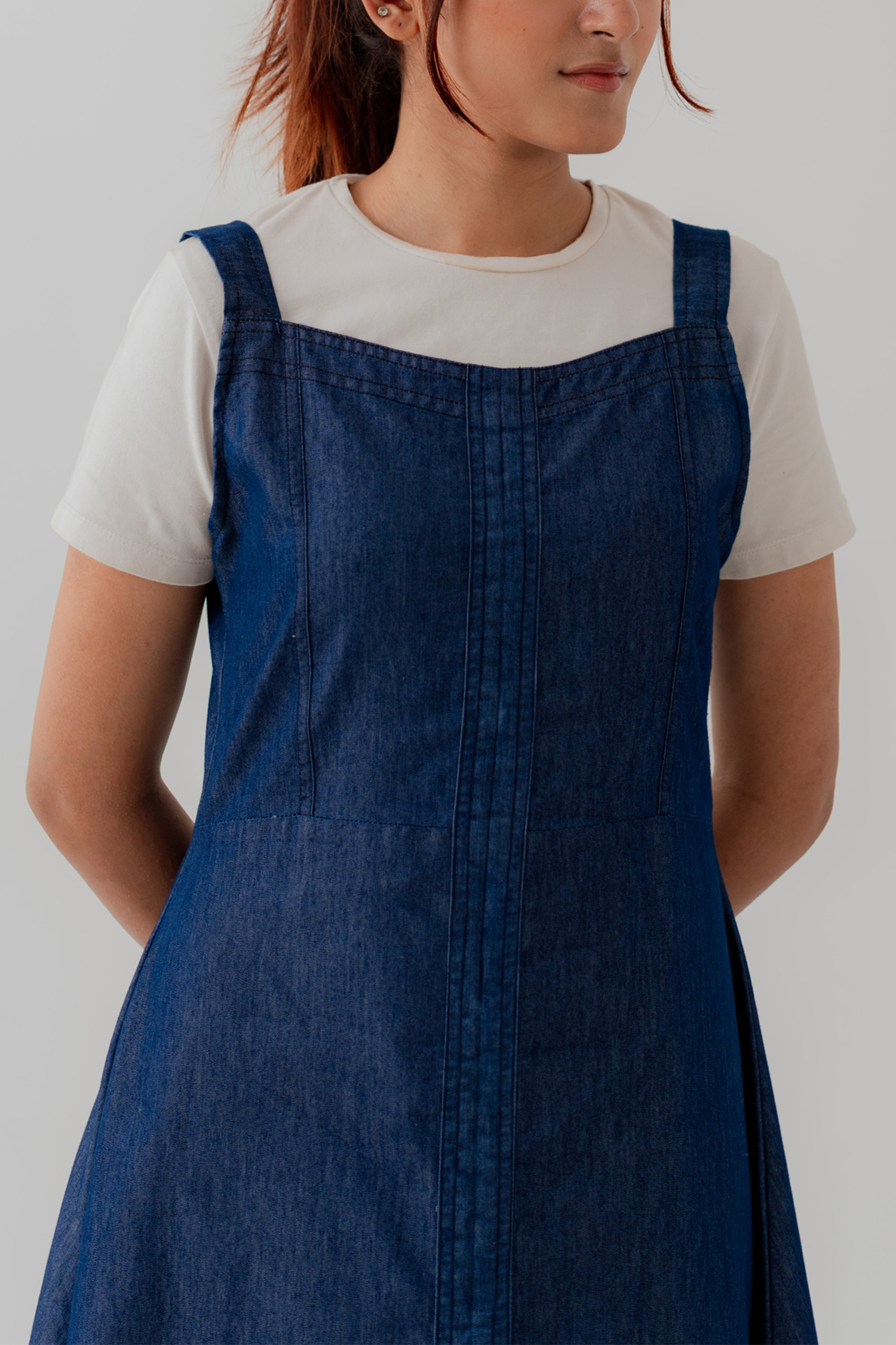 Blue Chambray Midi Sleeveless Dress - Hustle N Holla