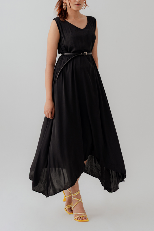 Black Silk Sleeveless Midi Dress - Hustle N Holla