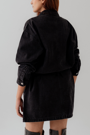 Jet Black Denim Midi Dress - Hustle N Holla