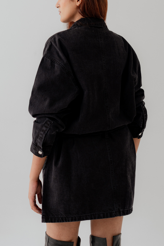 Jet Black Denim Midi Dress - Hustle N Holla