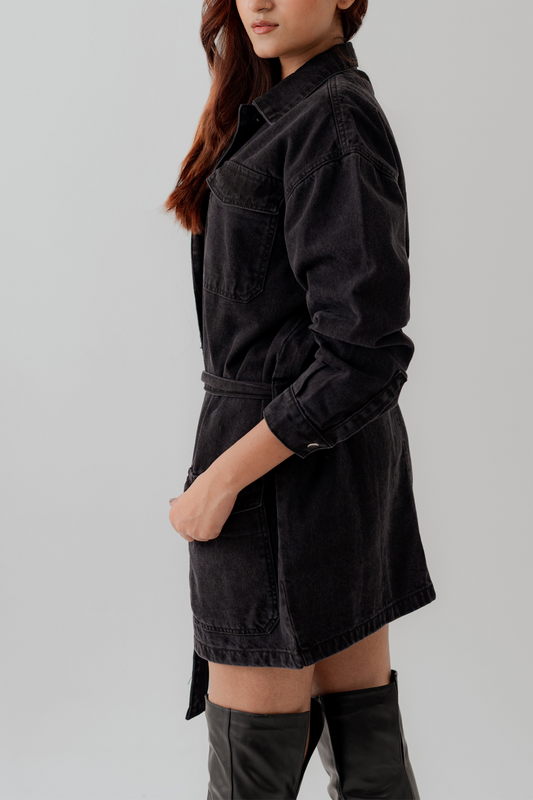 Jet Black Denim Midi Dress - Hustle N Holla