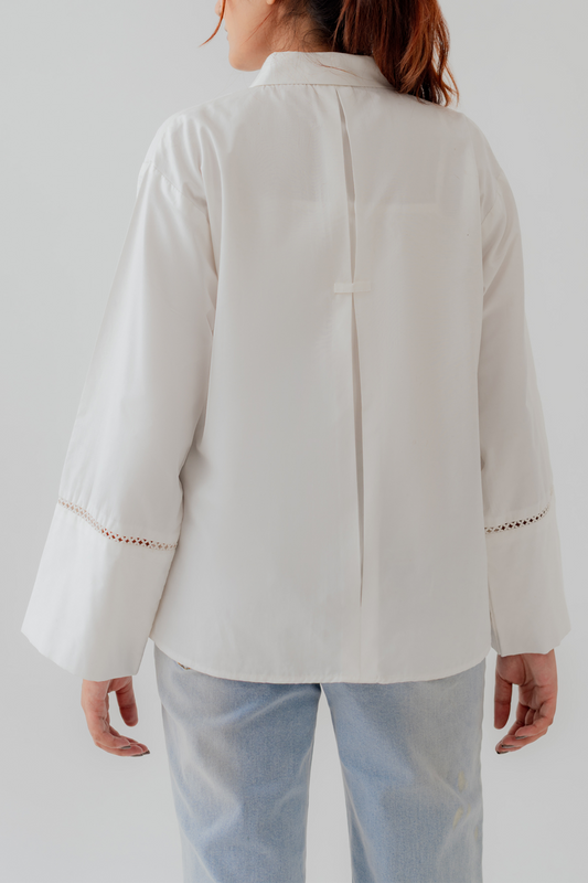 White Laced Relax Fit Button Down Shirt - Hustle N Holla