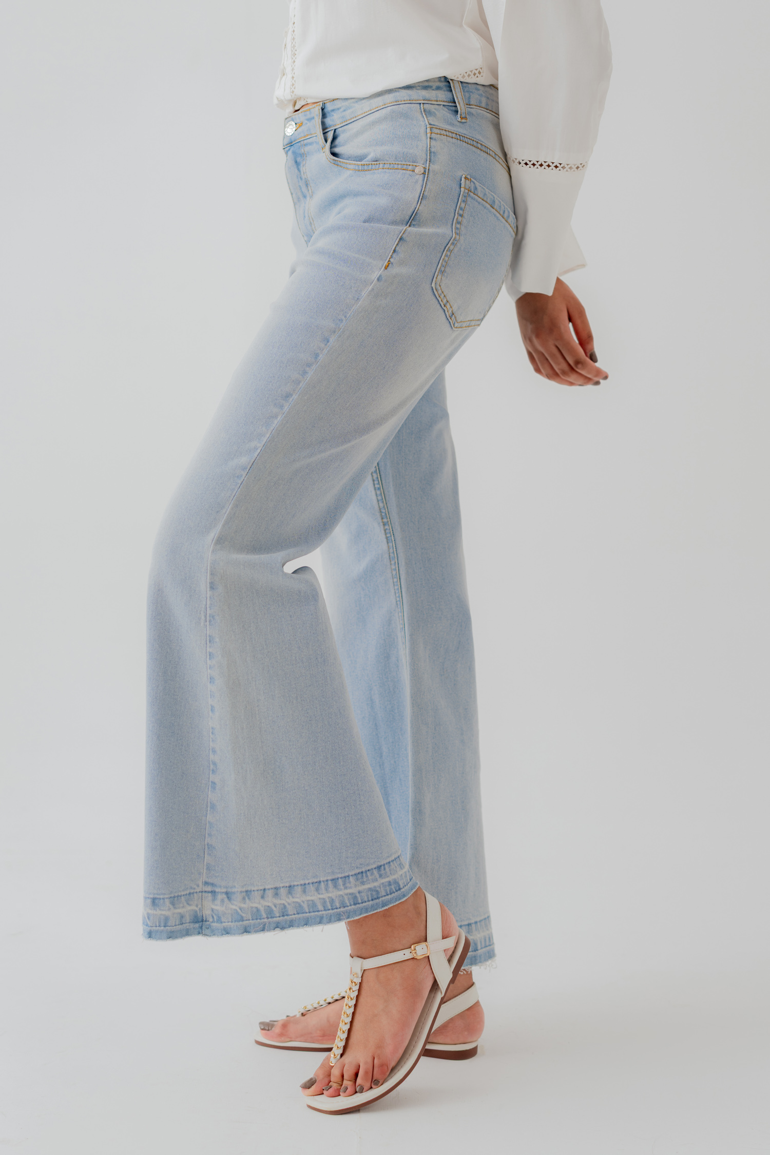 Light Wash Denim Cropped Boot Cut Jeans - Hustle N Holla