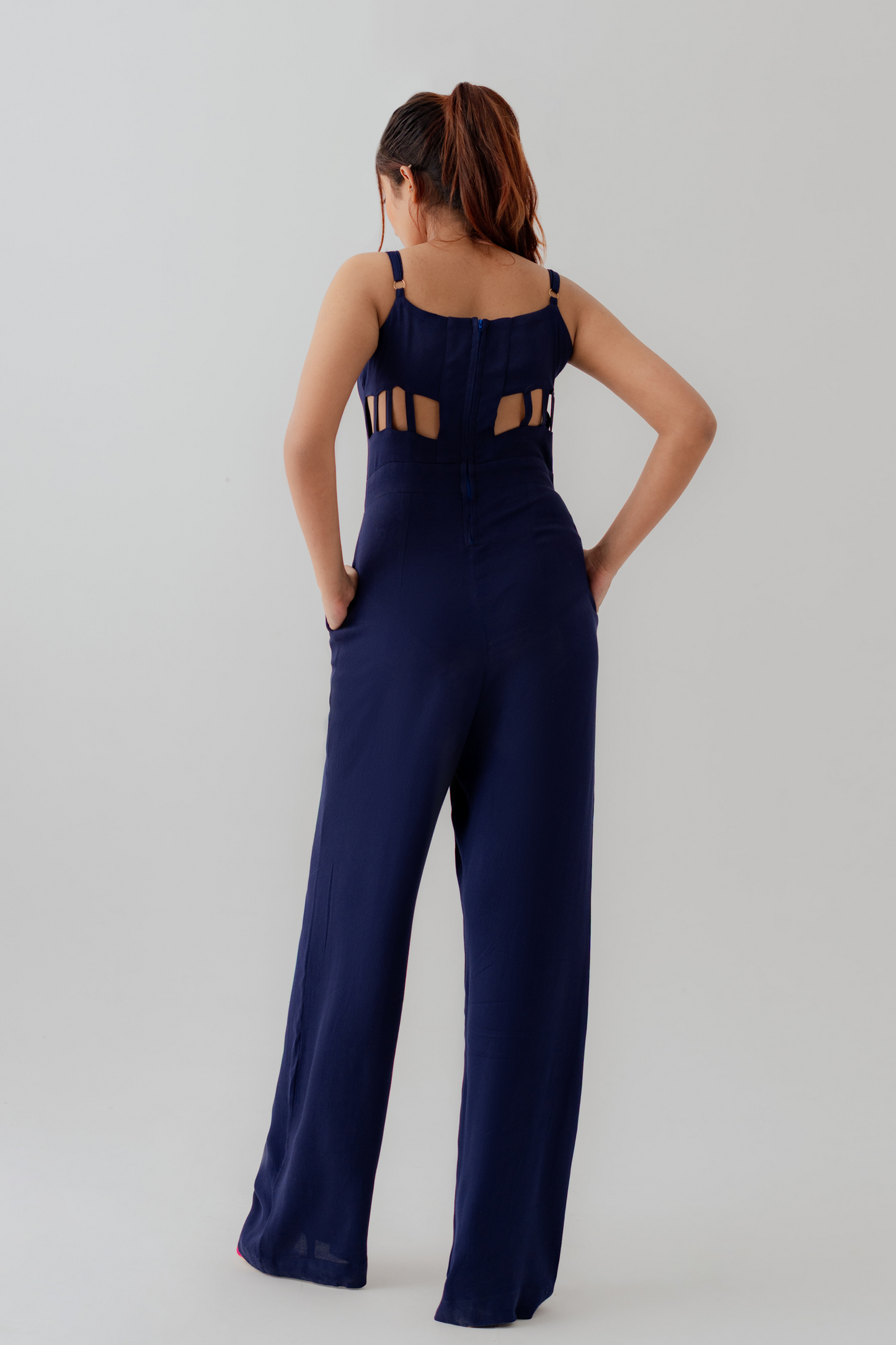 Navy Blue Slim Fit Jumpsuit - Hustle N Holla