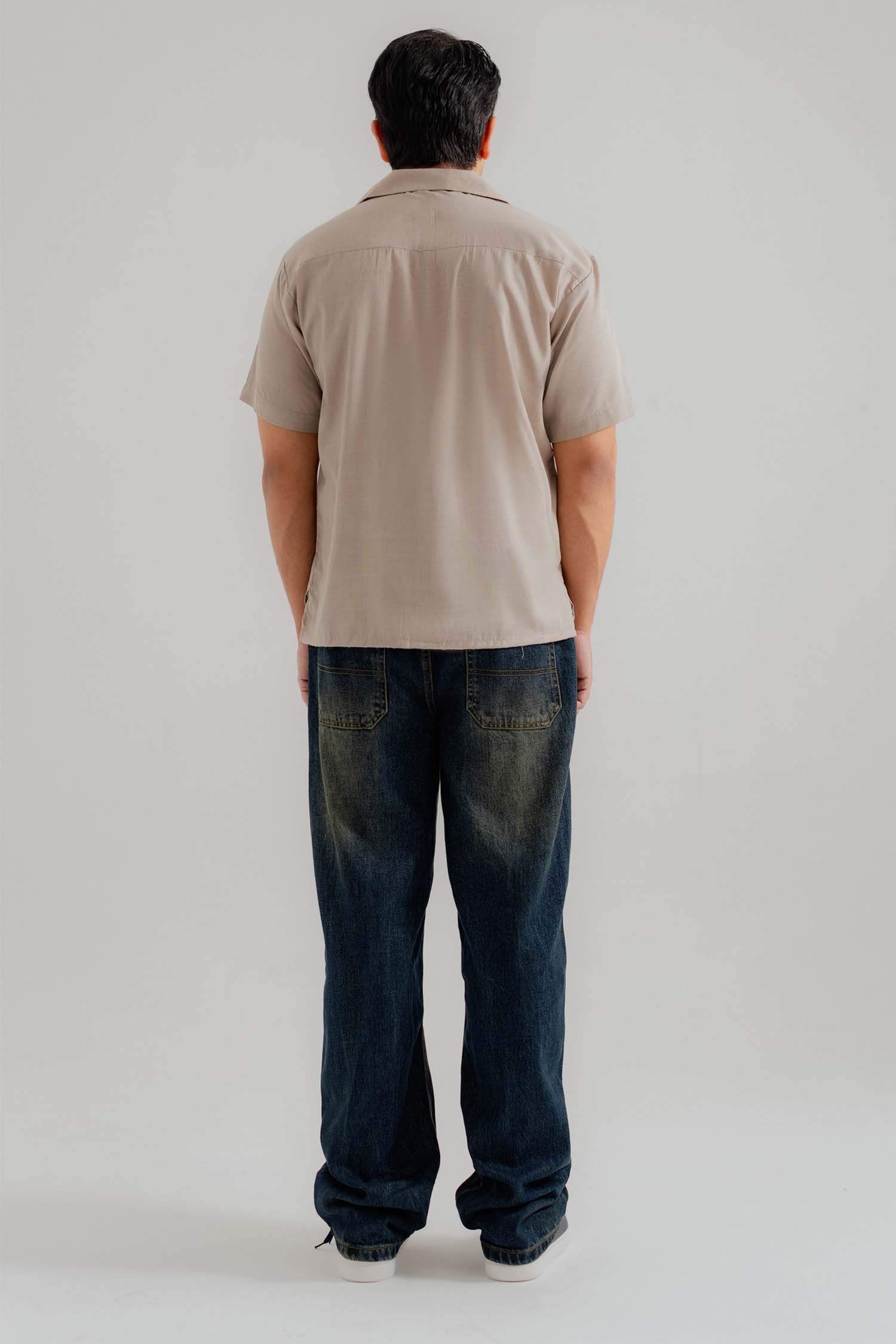 Sand Cuban Collar Relaxed Fit Shirt - Hustle N Holla
