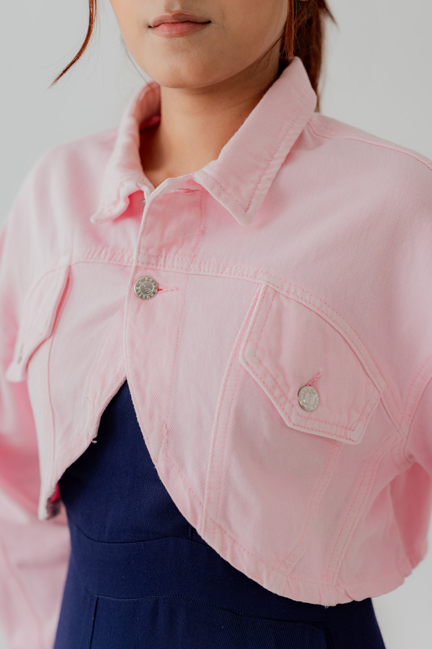 Light Pink Wash Twill Cropped Shacket - Hustle N Holla