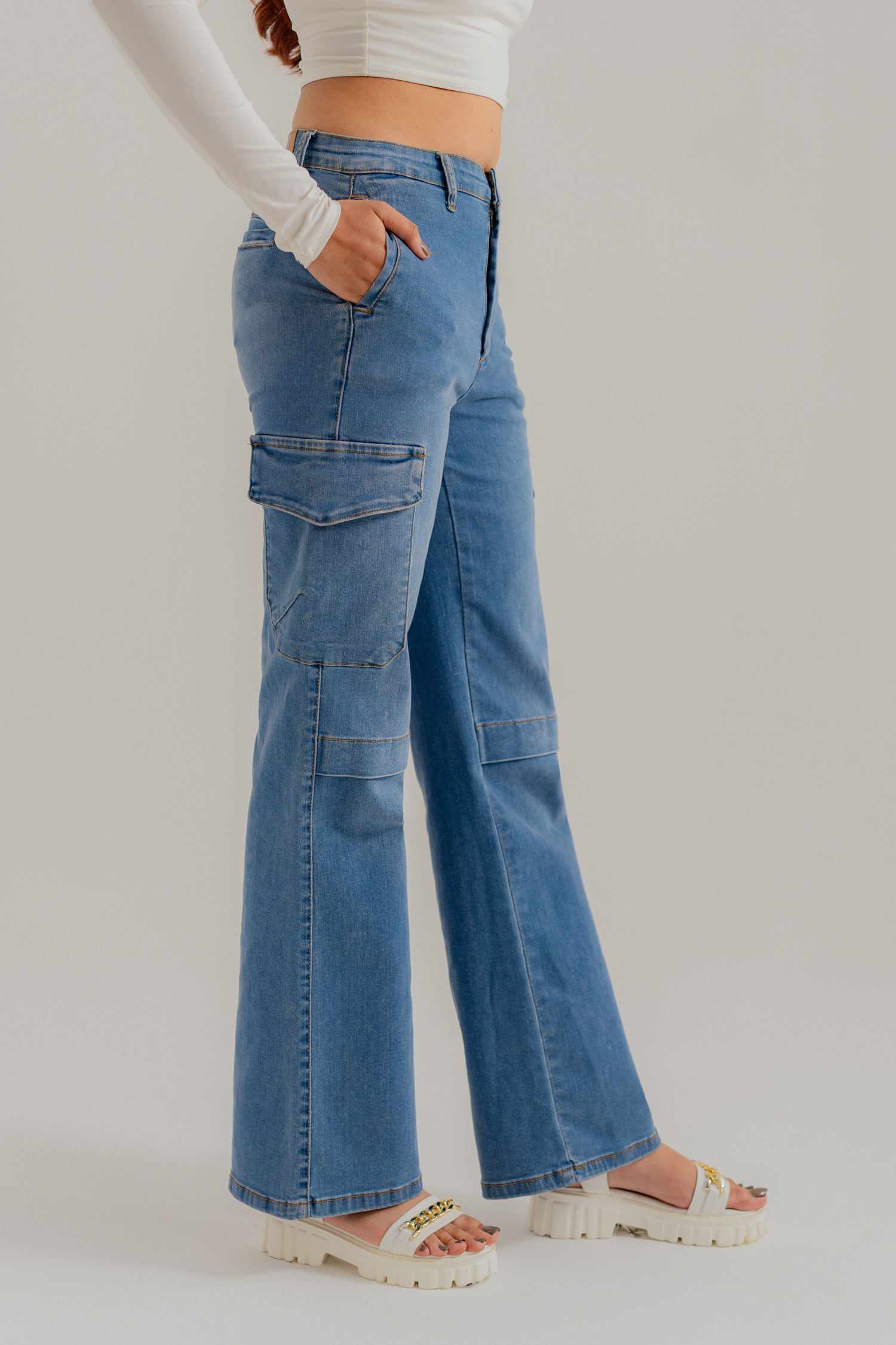 Blue Denim Straight Fit Flap Pockets Jeans - Hustle N Holla