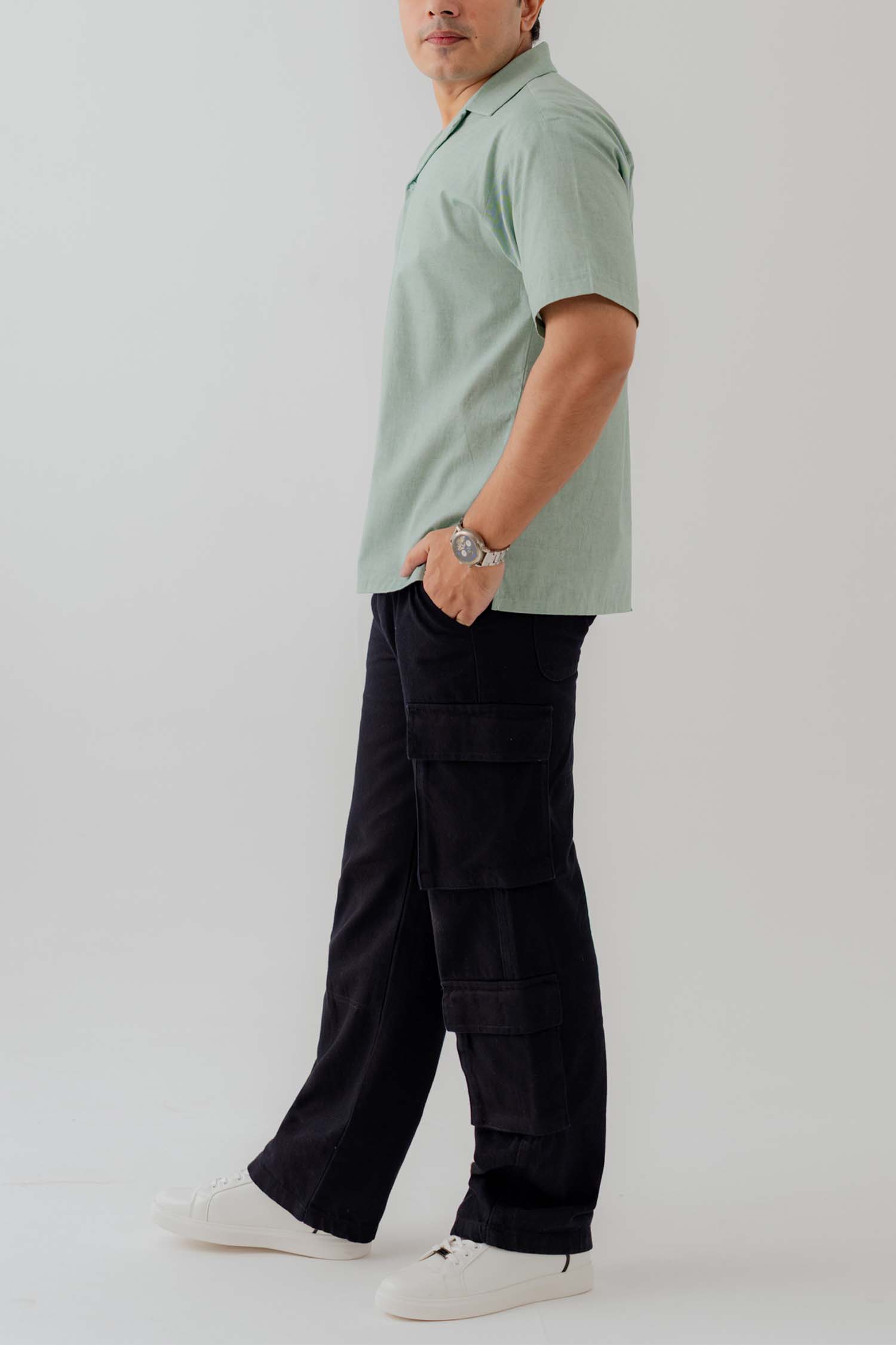 Mint Green Cuban Collar Relaxed Fit Shirt - Hustle N Holla