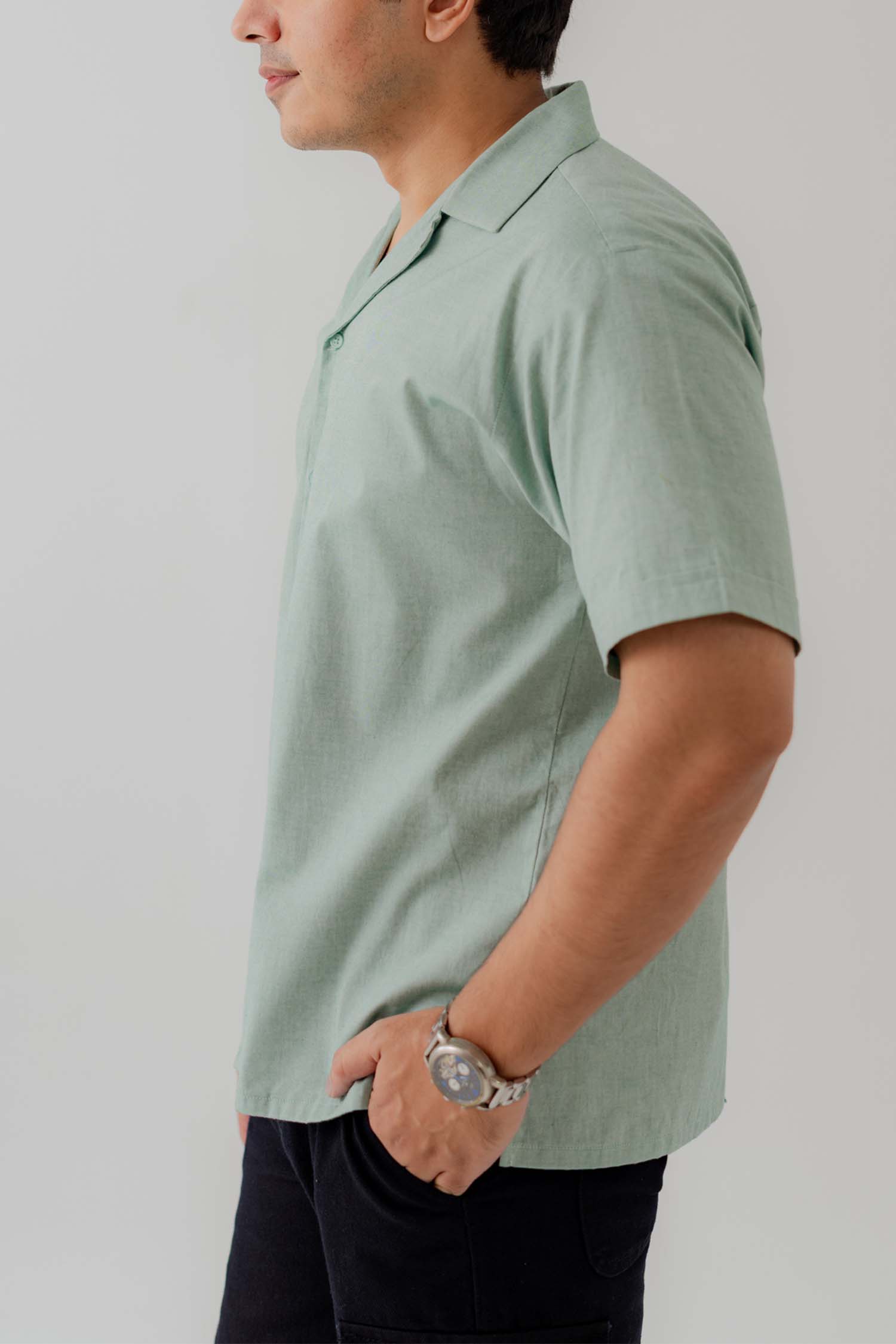Mint Green Cuban Collar Relaxed Fit Shirt - Hustle N Holla