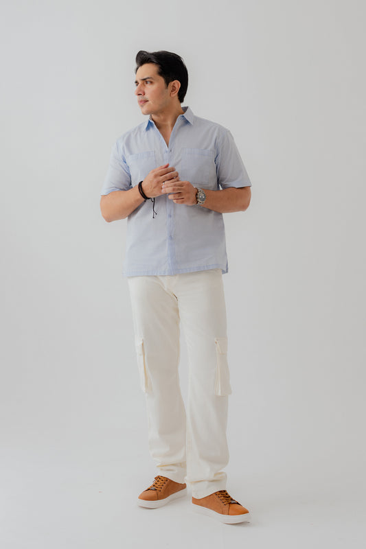 Light Blue Relaxed Fit Button Down Shirt - Hustle N Holla