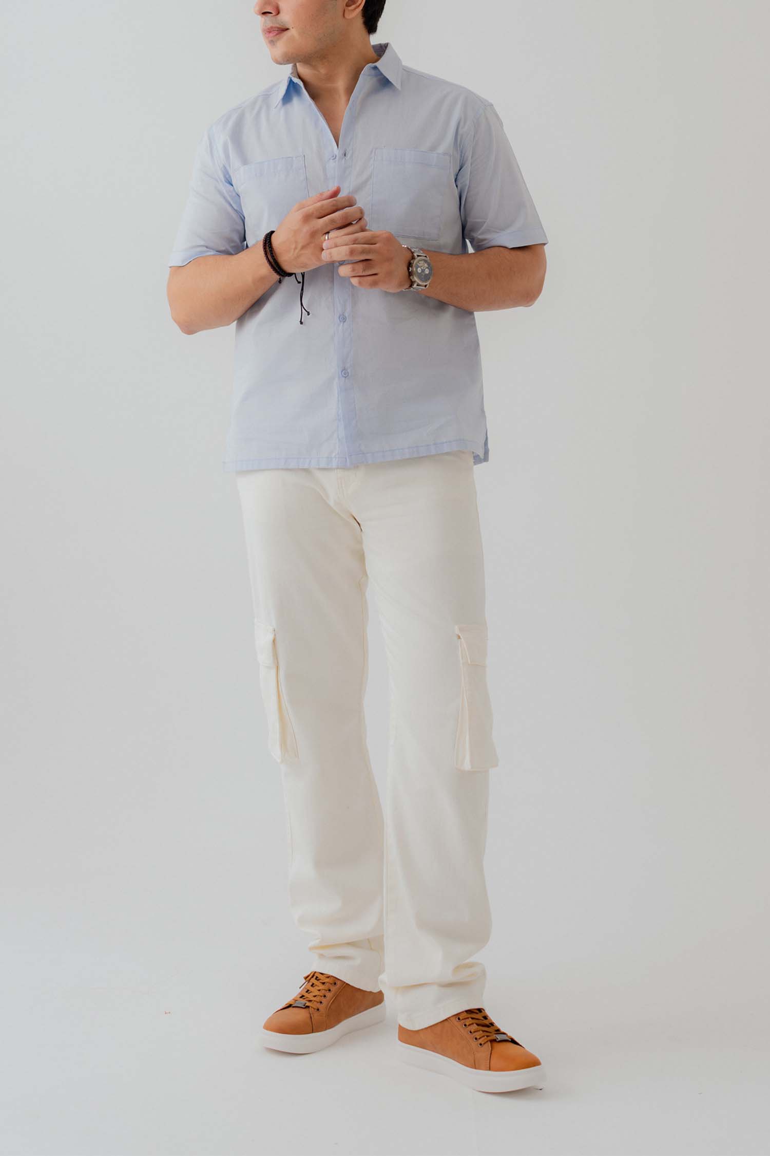 Light Blue Relaxed Fit Button Down Shirt - Hustle N Holla