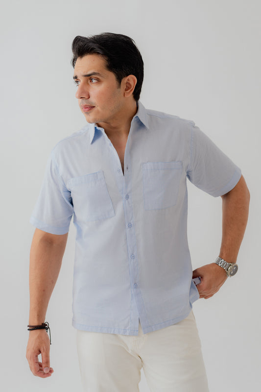 Light Blue Relaxed Fit Button Down Shirt - Hustle N Holla