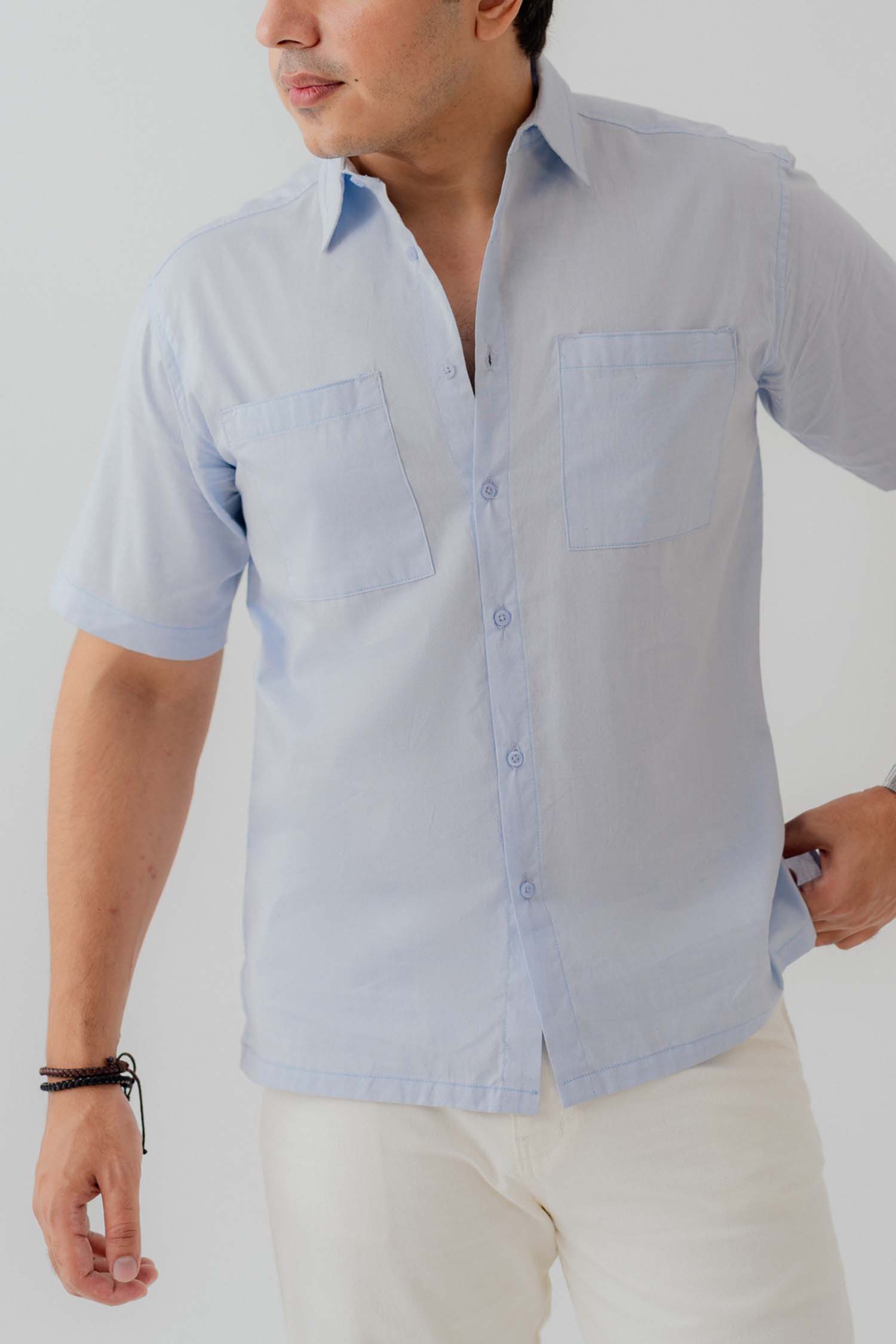 Light Blue Relaxed Fit Button Down Shirt - Hustle N Holla
