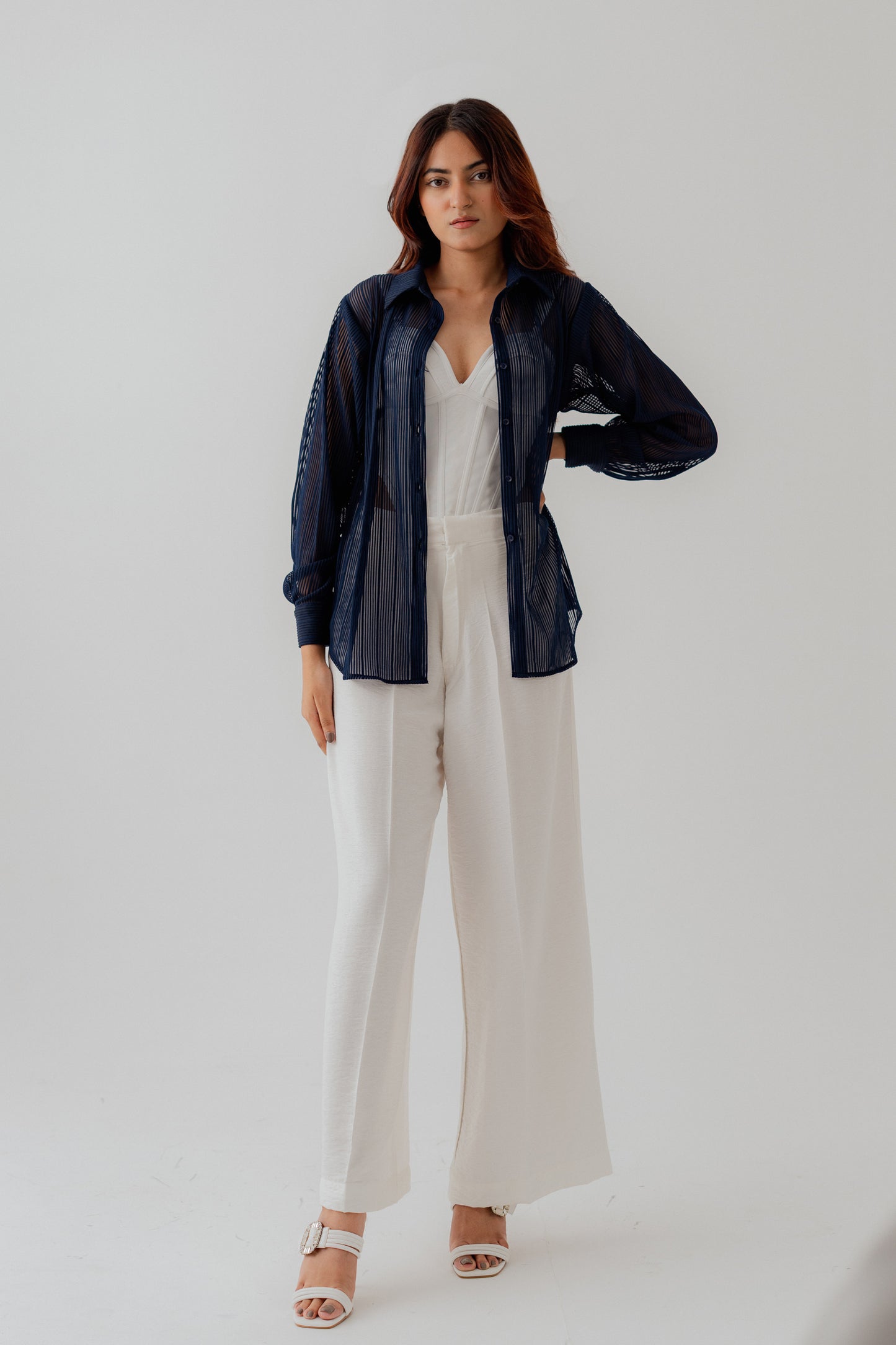 Dark Blue Relaxed fit Button Down Shirt - Hustle N Holla