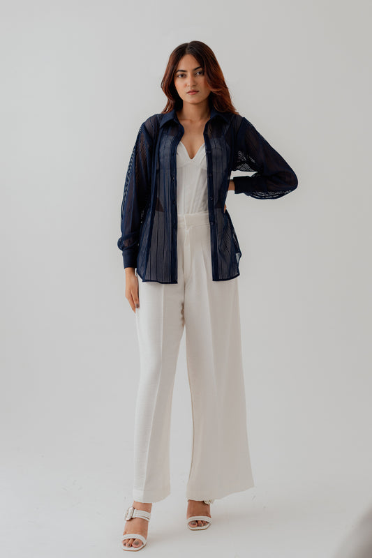 Dark Blue Relaxed fit Button Down Shirt - Hustle N Holla