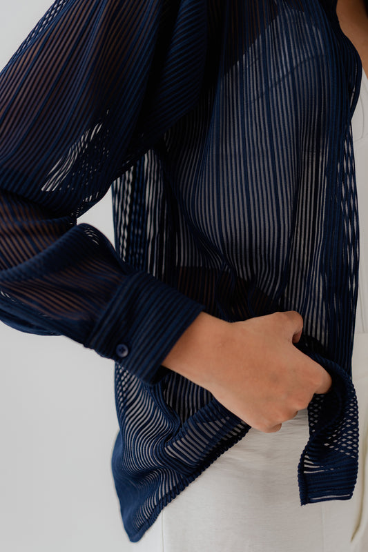 Dark Blue Relaxed fit Button Down Shirt - Hustle N Holla