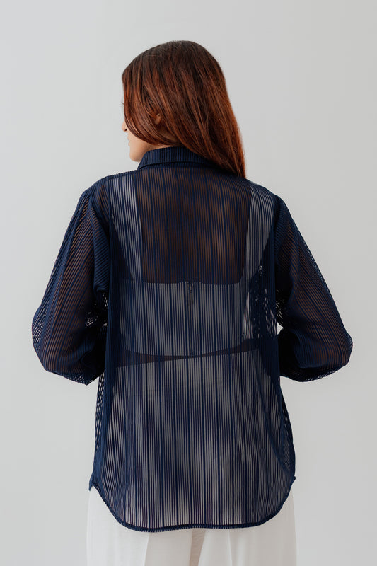Dark Blue Relaxed fit Button Down Shirt - Hustle N Holla