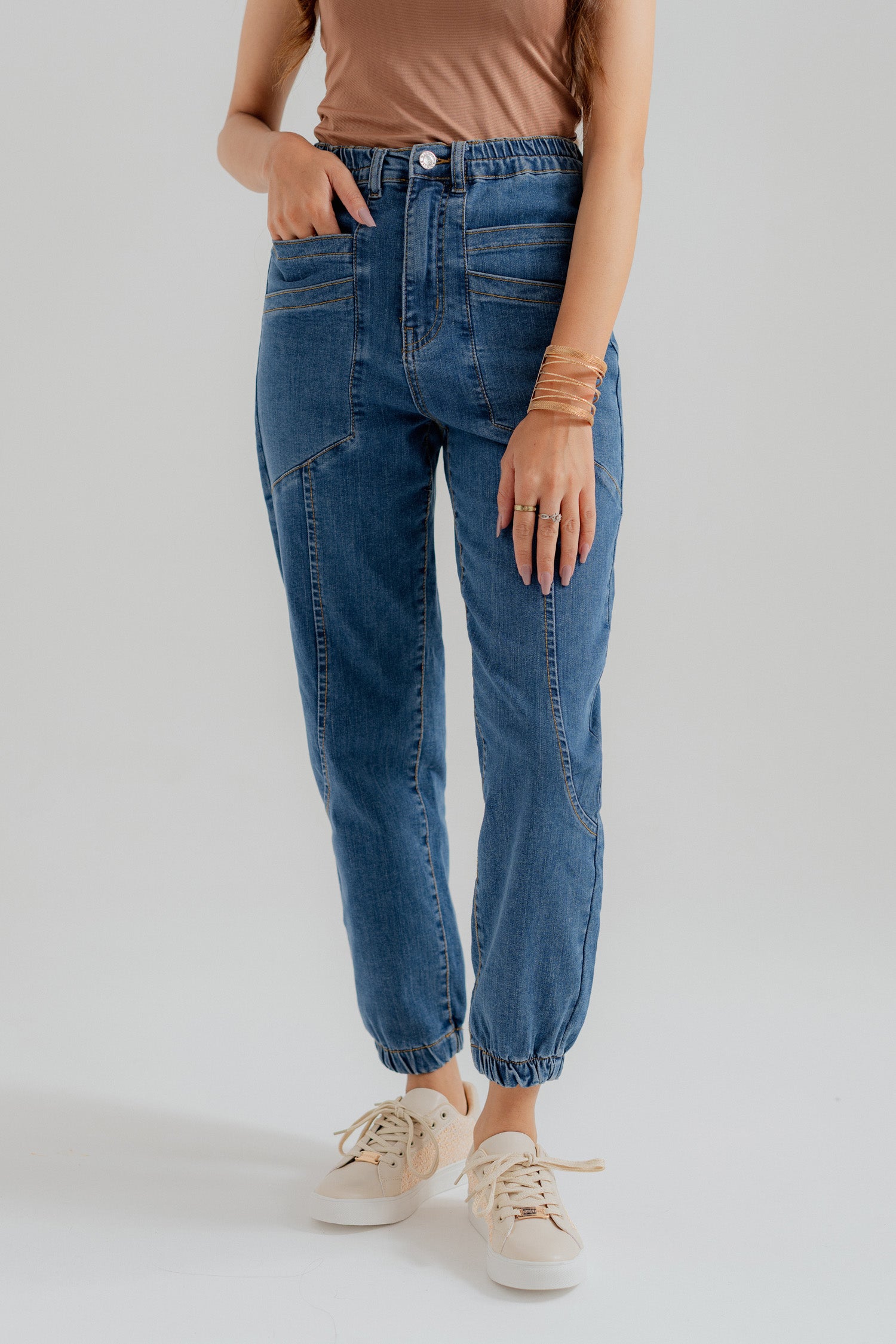 Mid Blue Denim Jogger Jeans