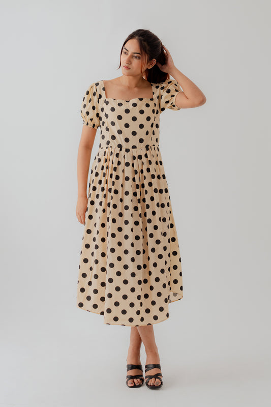 Polka Dots Midi Smocked Dress - Hustle N Holla