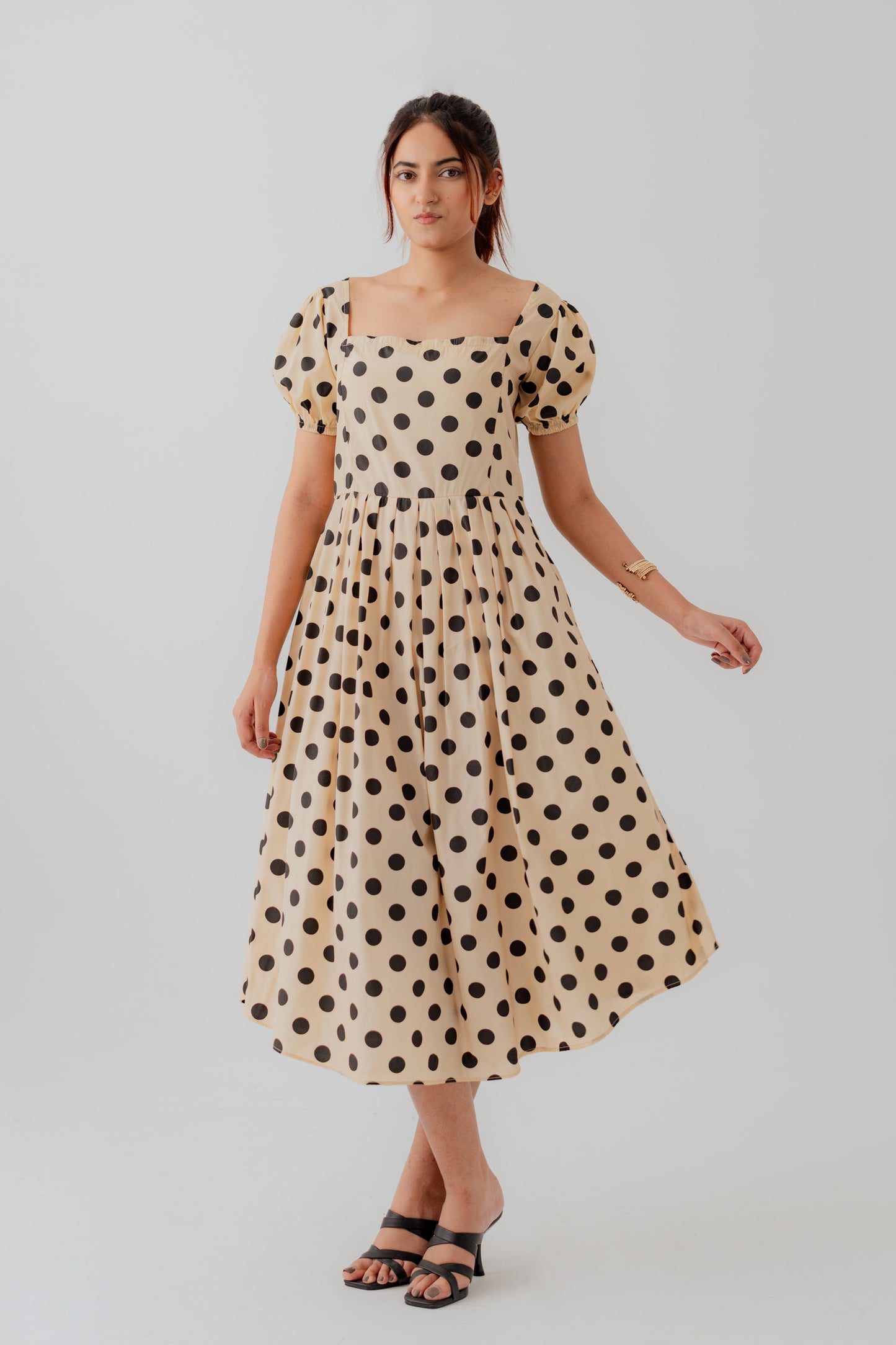 Polka Dots Midi Smocked Dress - Hustle N Holla