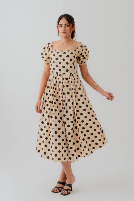 Polka Dots Midi Smocked Dress - Hustle N Holla