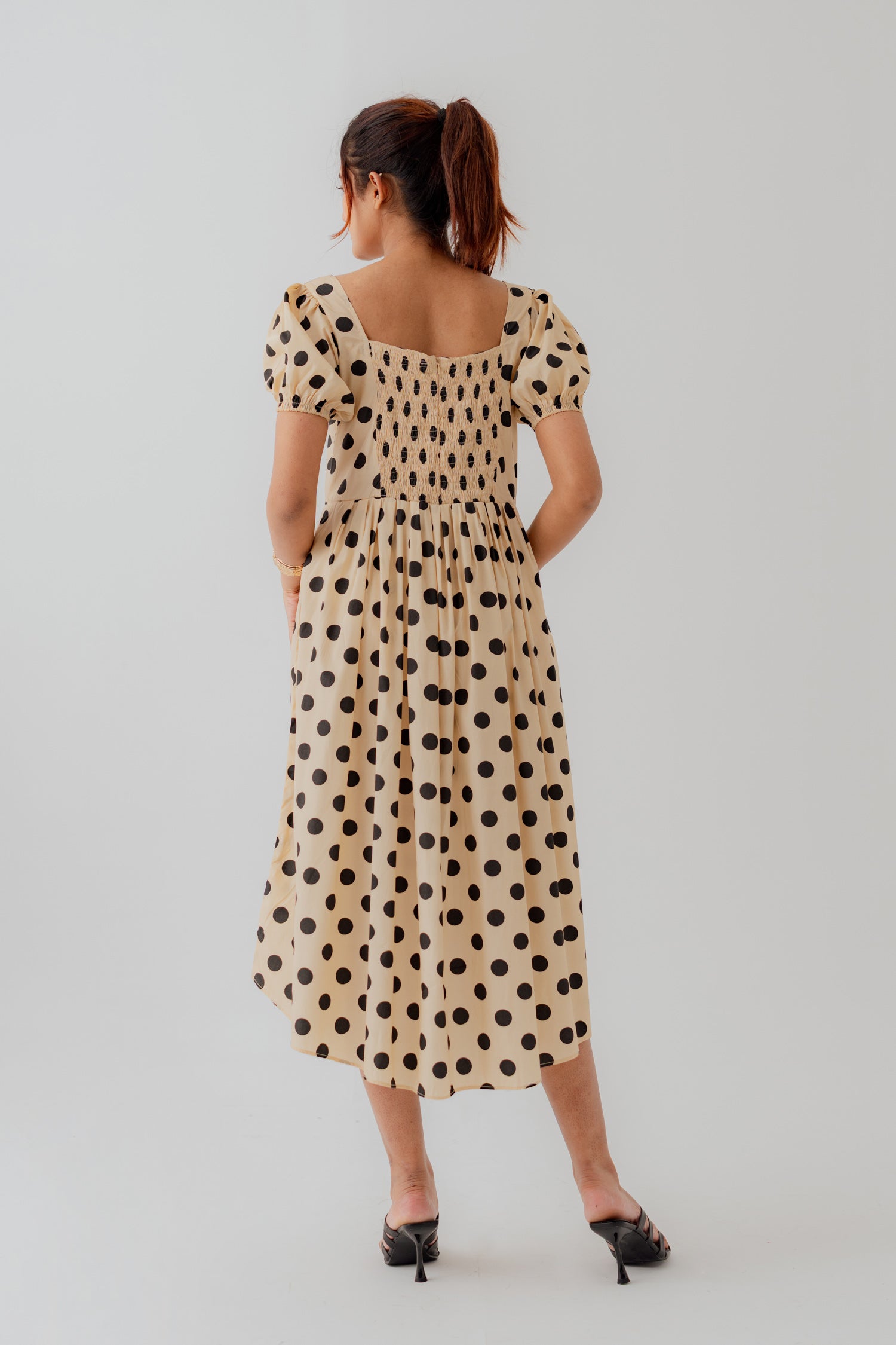 Polka Dots Midi Smocked Dress - Hustle N Holla