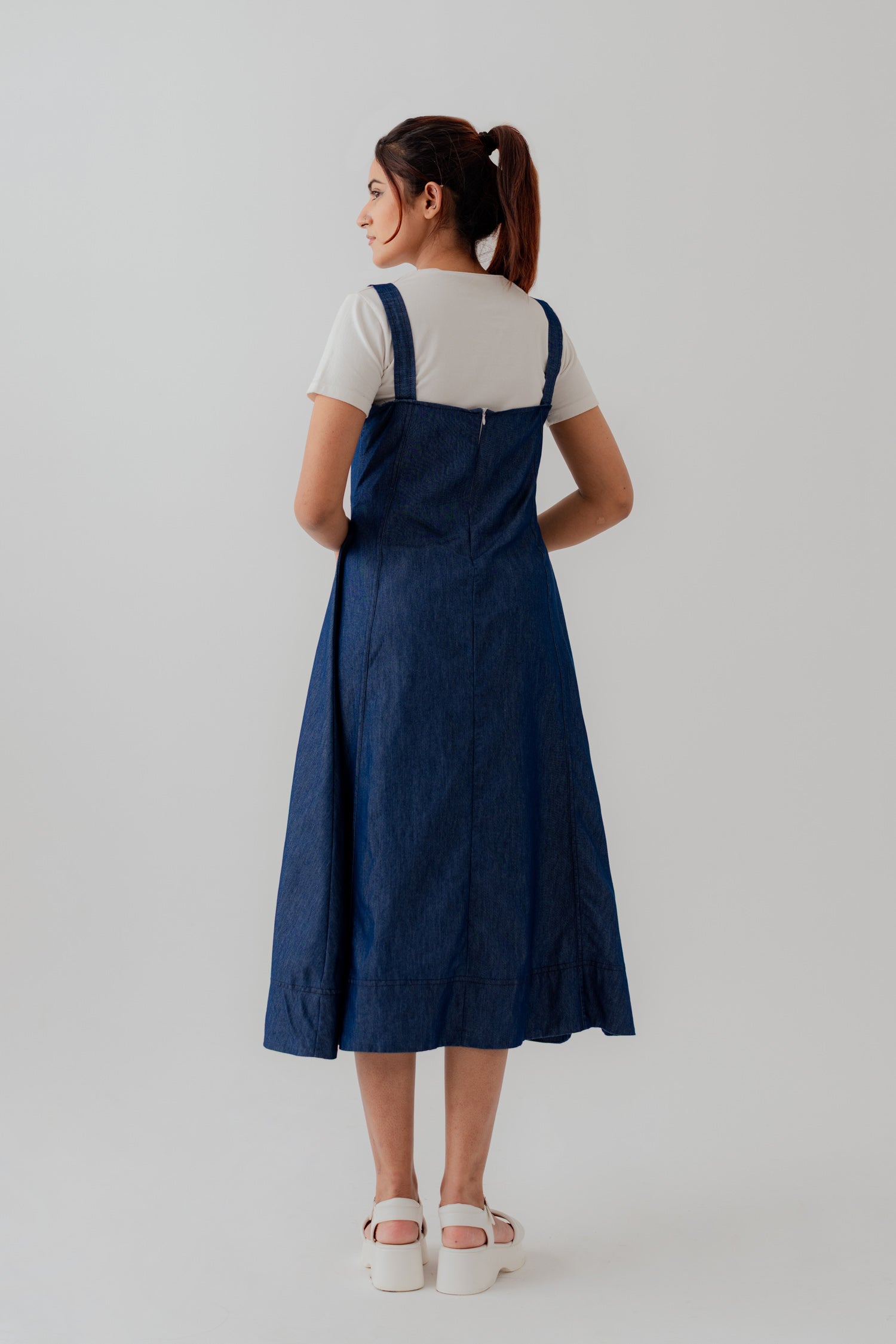 Blue Chambray Midi Sleeveless Dress - Hustle N Holla
