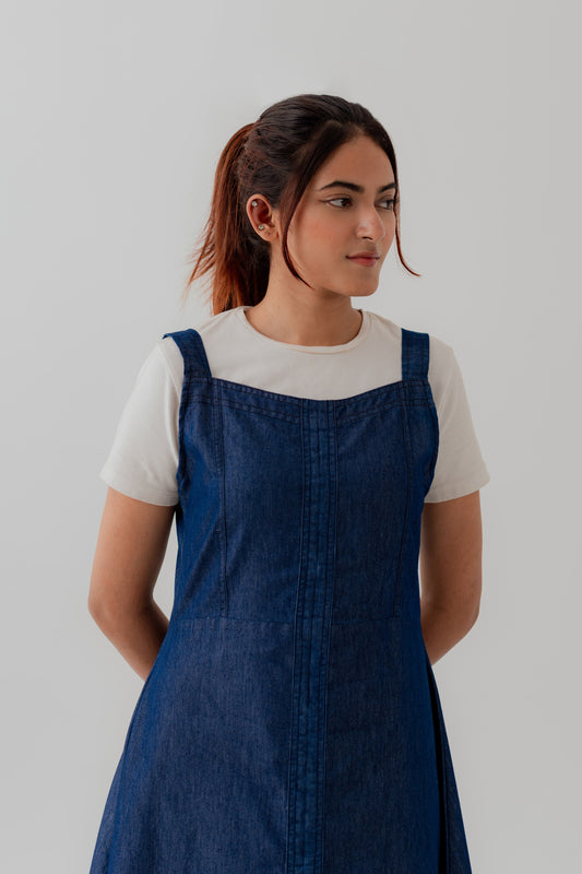 Blue Chambray Midi Sleeveless Dress - Hustle N Holla