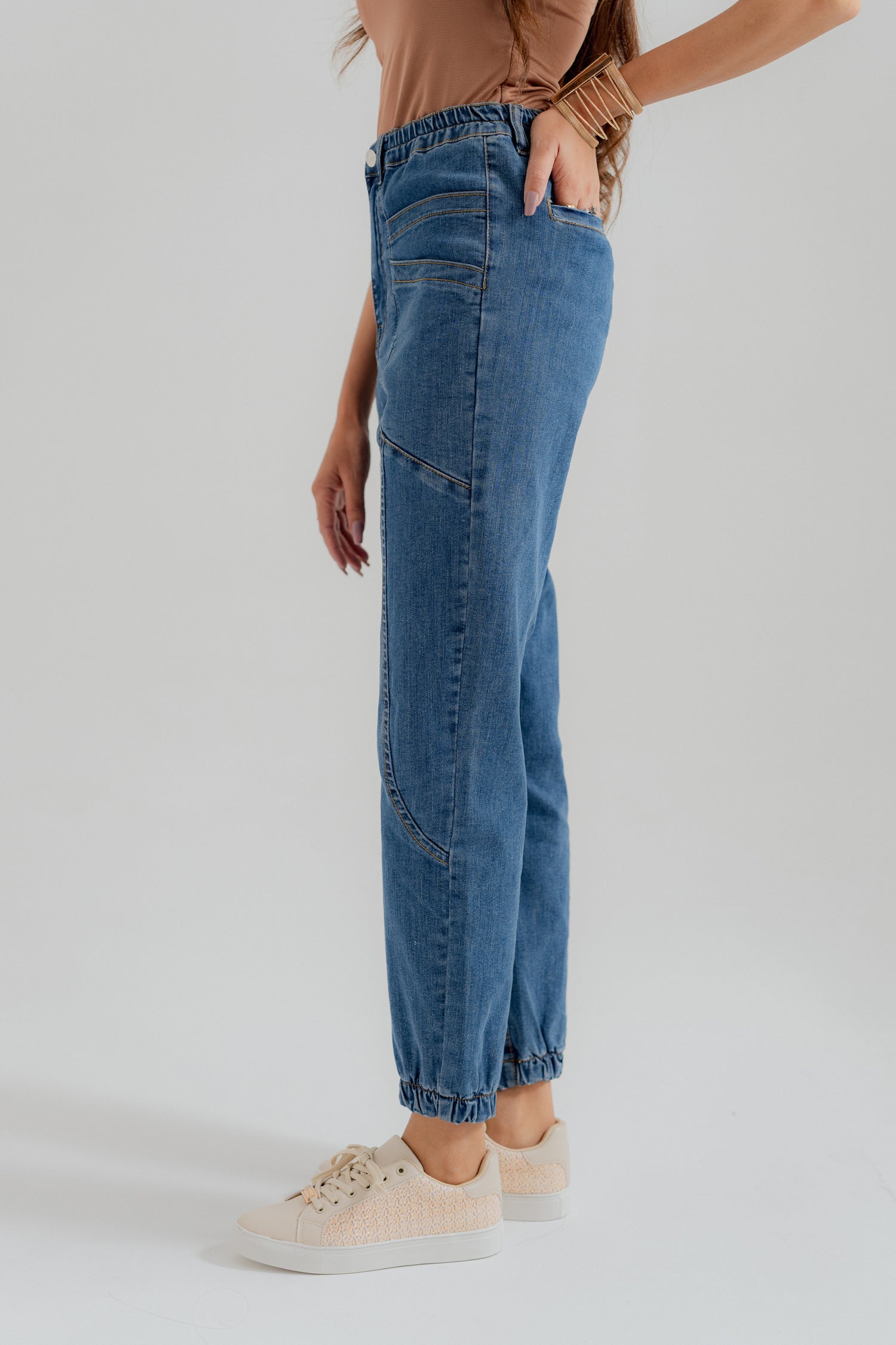 Mid Blue Denim Jogger Jeans - Hustle N Holla