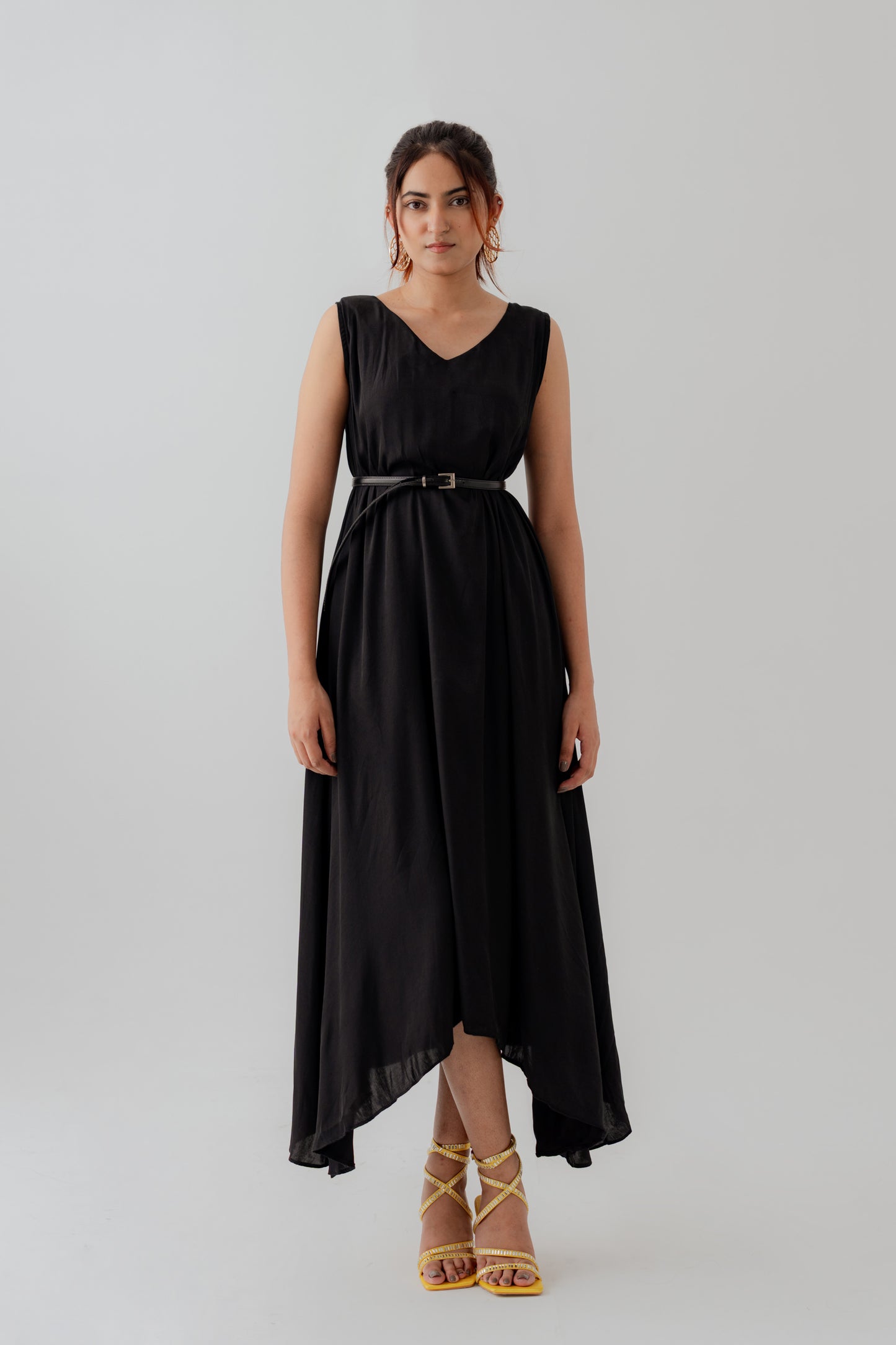 Black Silk Sleeveless Midi Dress - Hustle N Holla