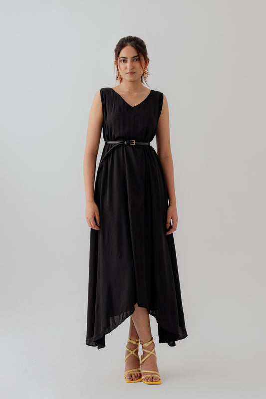 Black Silk Sleeveless Midi Dress - Hustle N Holla