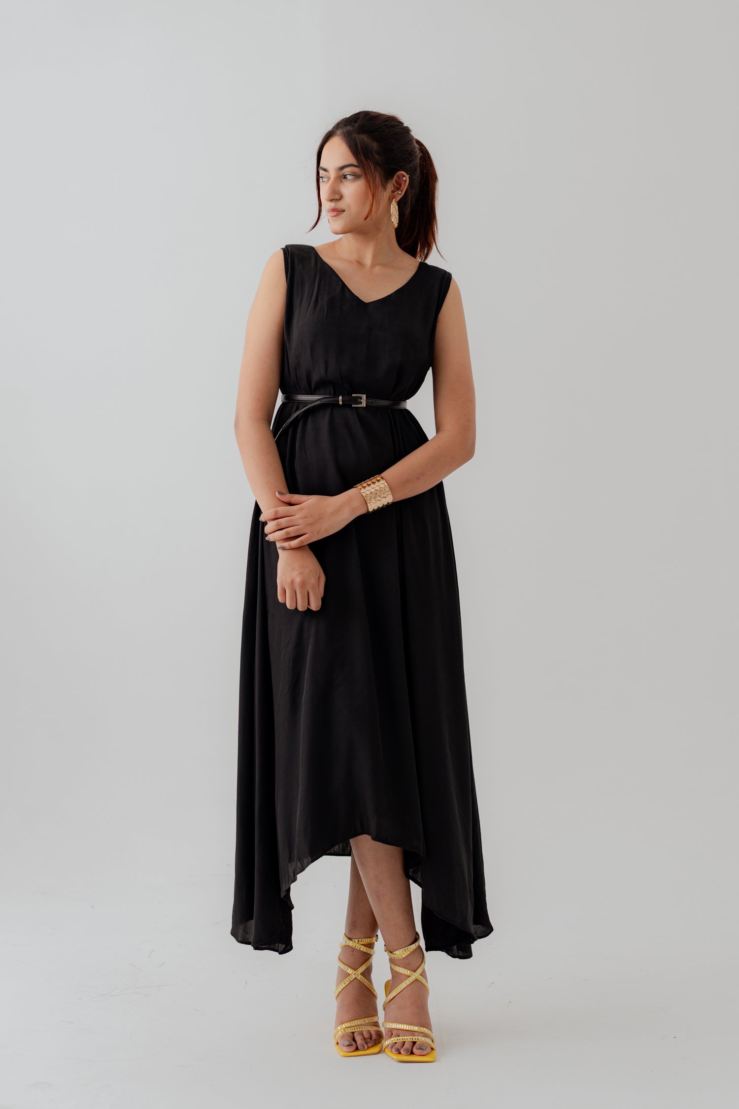 Black Silk Sleeveless Midi Dress - Hustle N Holla