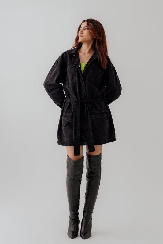 Jet Black Denim Midi Dress - Hustle N Holla
