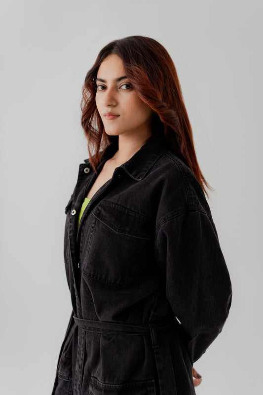 Jet Black Denim Midi Dress - Hustle N Holla
