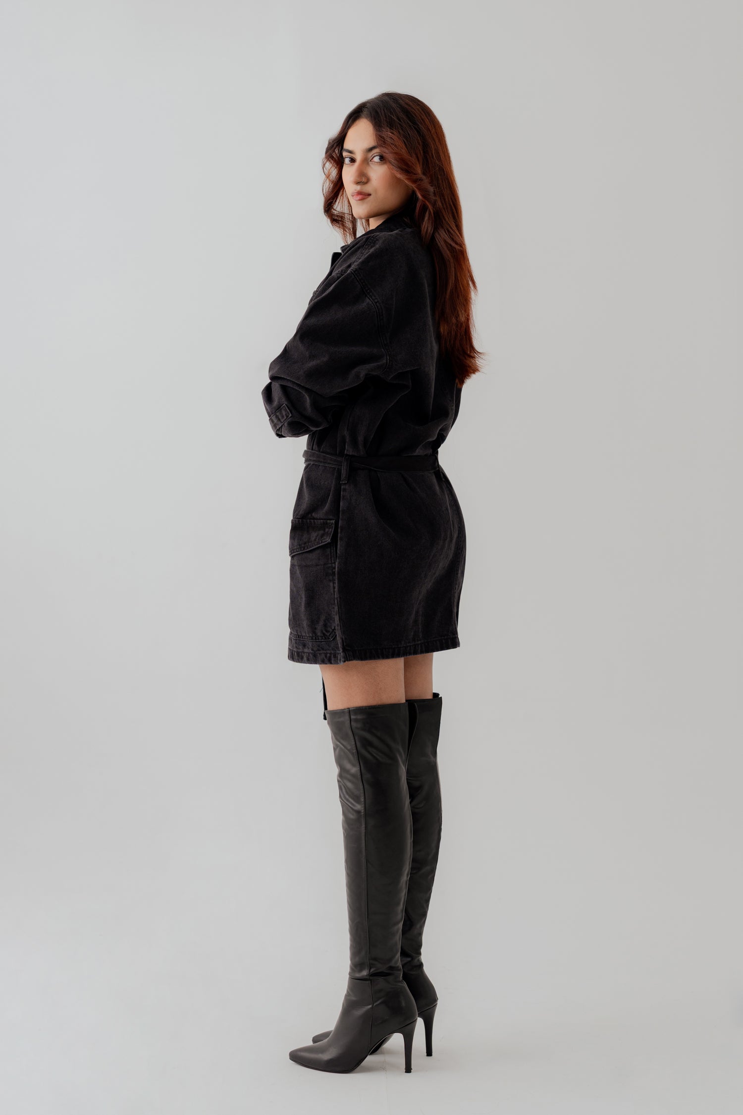 Jet Black Denim Midi Dress - Hustle N Holla
