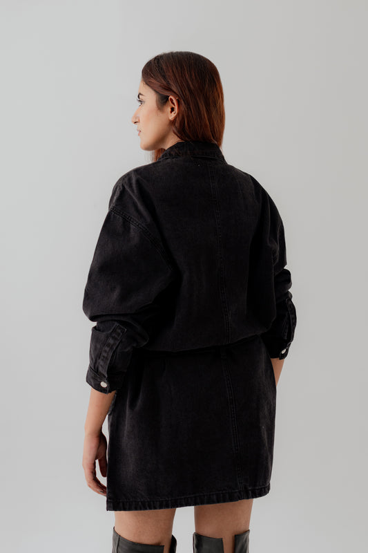 Jet Black Denim Midi Dress - Hustle N Holla