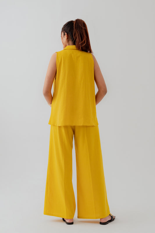 Mustard Wide leg Trousers with Draw Cord - Hustle N Holla