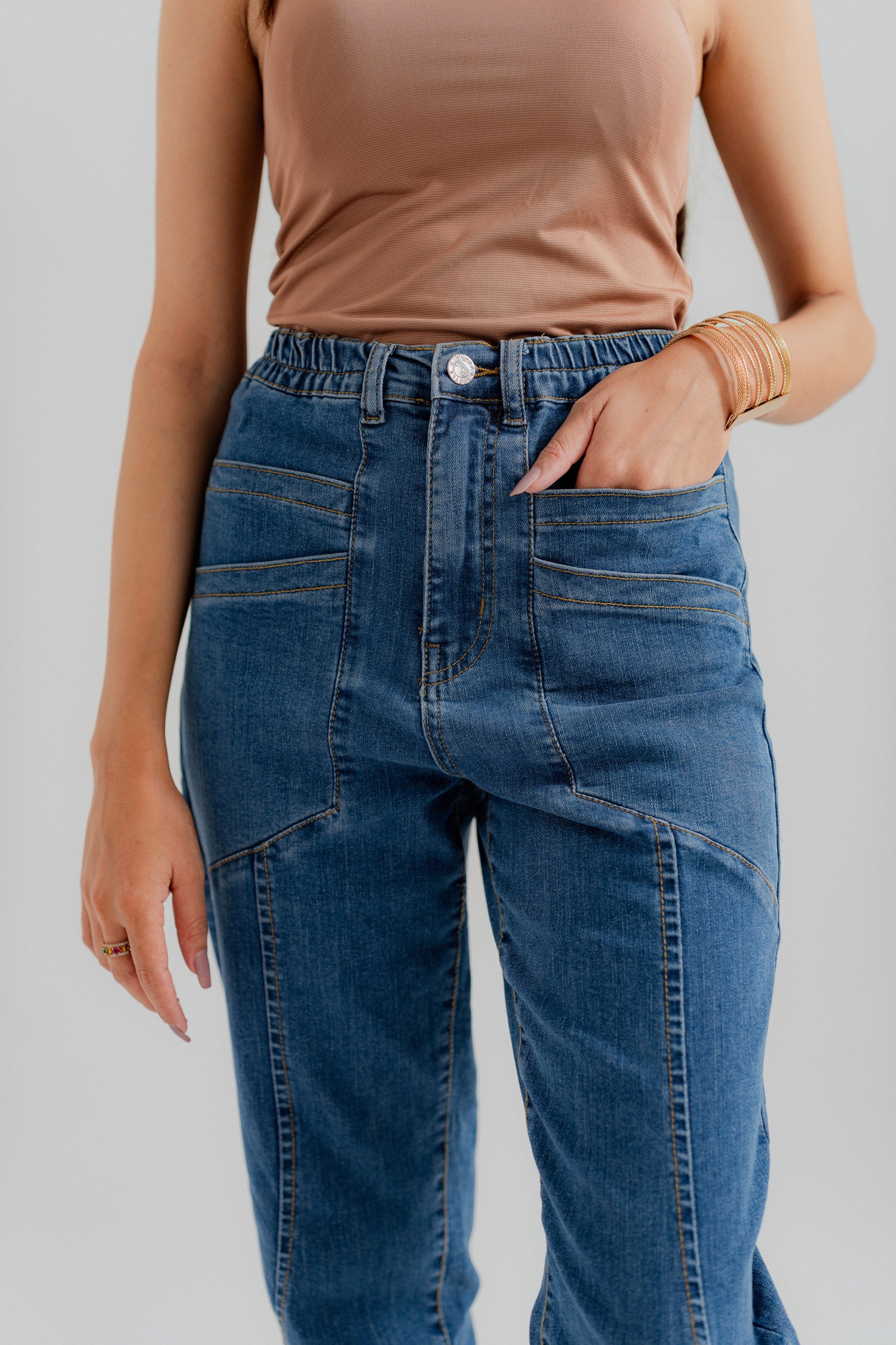 Mid Blue Denim Jogger Jeans - Hustle N Holla