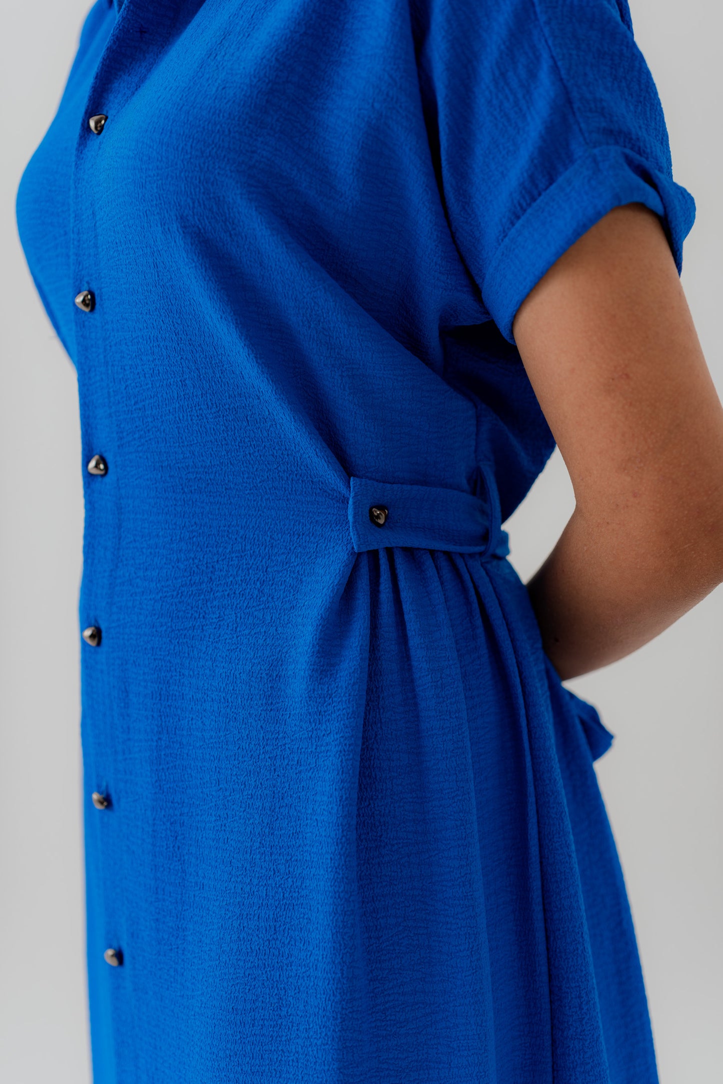 Royal Blue Midi Button Down Dress - Hustle N Holla